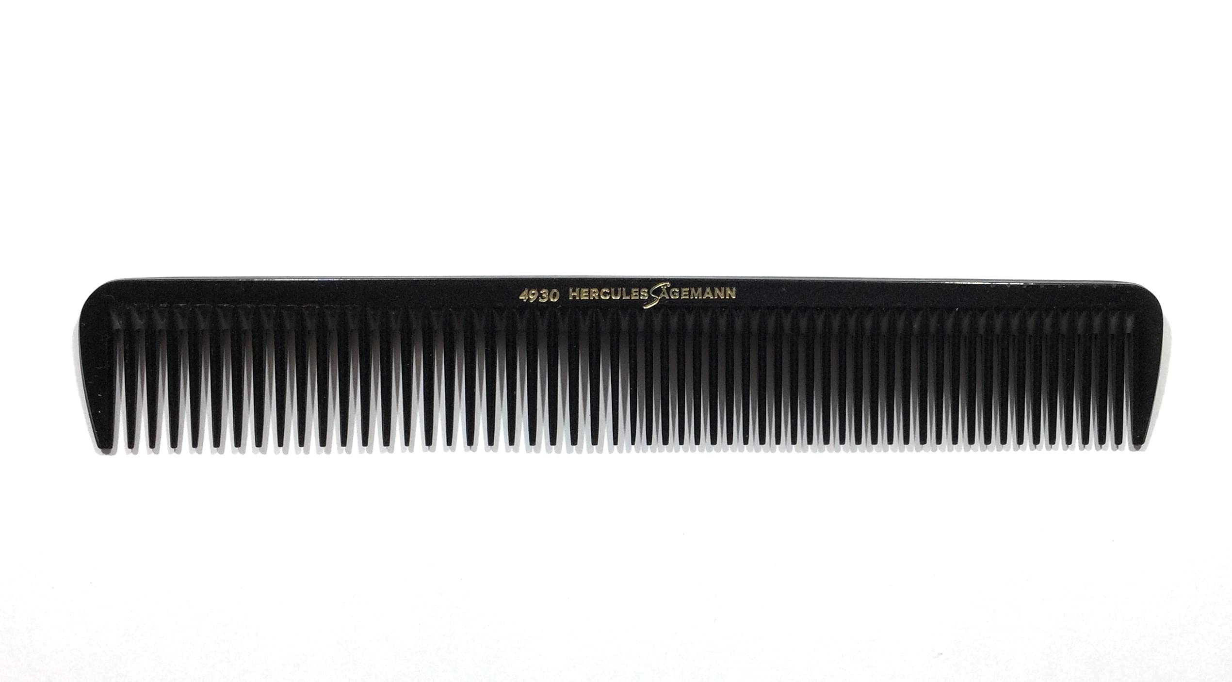 Hercules Sägemann 4930 Professional Hair Cutting Comb Natural Rubber Hair Comb with 2 Tooth Extra Coarse 7.5 Inches One Side with mm Division
