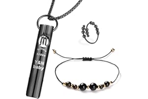 YNbaby 528Hz Meditation Whistle - Handmade Necklace with Obsidian Bracelet, Stress-Relieving Ring & Constellation Designs - for Anxiety, Quitting Smoking, and Meditation