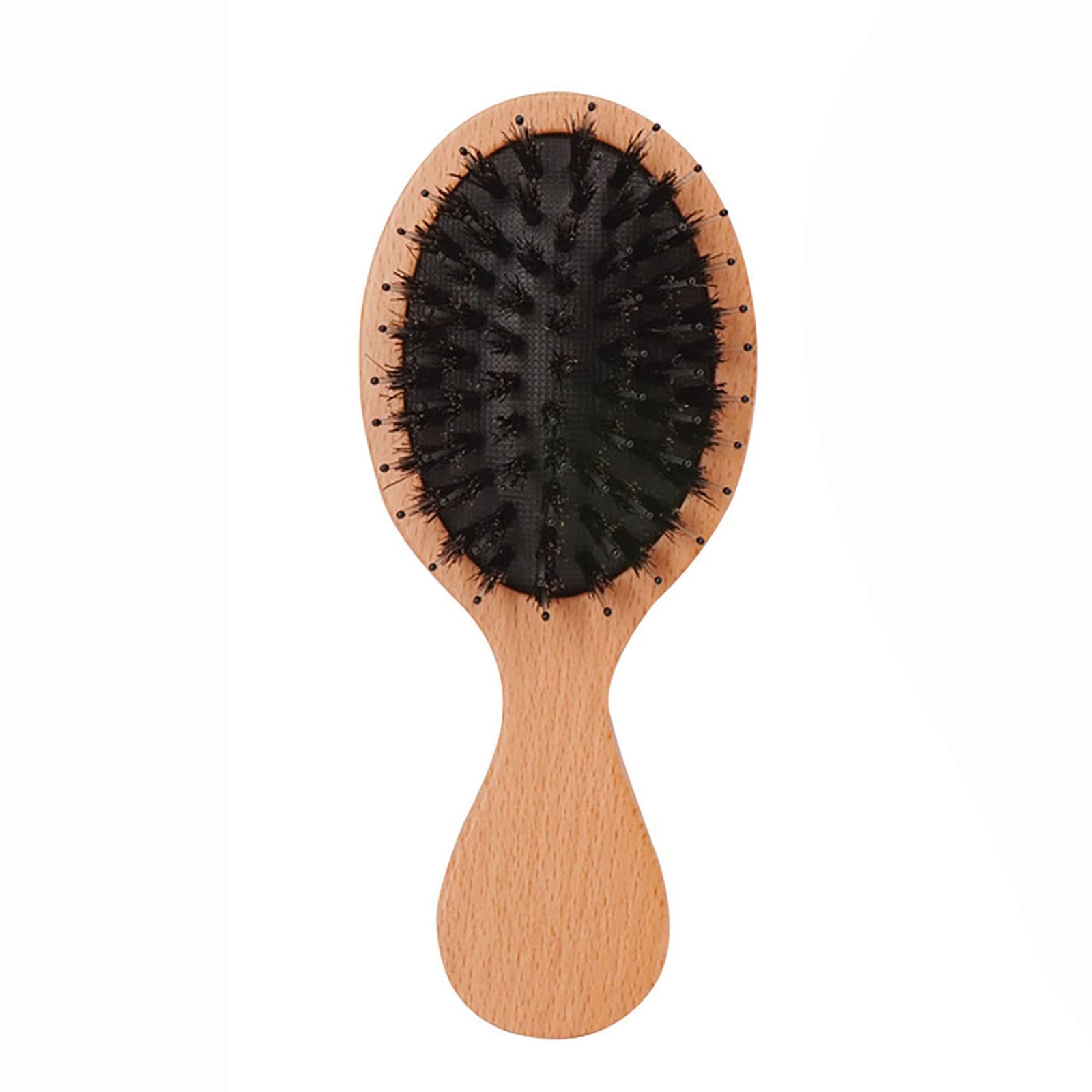 Bamboo Paddle Hairbrush - Mini Boar Bristle Comb Travel Brush for Men, Women & Kids