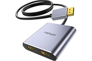 FAIRIKABE Displayport to Dual HDMI Adapter, 4K 60Hz Display Port to hdmi Splitter for Dual Monitors Extended Display, DP 1.2 to 2 HDMI Monitor for Computer Laptop Graphic Card, MST Extend Mode for Windows Only