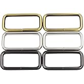 DGOL 12 pcs 2 inch Strong Metal Belt Square Ring Clasp Hook Buckles Shinning Webbing Strap Loops Rectangle Buckle in 3 Color