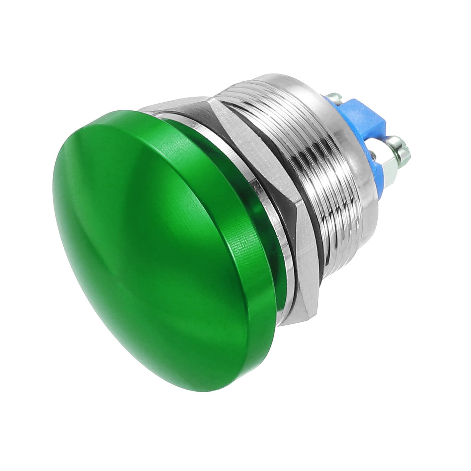 METALLIXITY 1PCS 3A 22MM 7/8" Momentary Mushroom Head Push Button Switch 12V 24V 120V 250V AC Green 1NO Waterproof IP65 SPST Self-resetting Domed Round 2 Screw Foot Button