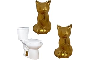 BEASPECAL 2Pcs Toilet Bolt Caps Golden Ceramic Lovely Cat,Animal Shape Toilet Bolt Covers Replacement Bathroom Decor Avoid Rusting Toilet Bowl Bolt covers -Gold Color
