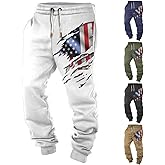 Men's Baggy Sweatpants Casual Drawstring Elastic Waist Aztec Sports Pocket Flag Graphic Street Cuffed Joggers Pants