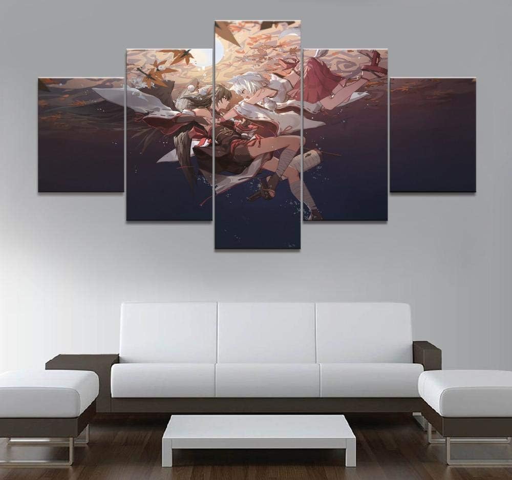 HOPE003 Canvas Painting 5 Framed 5 Panel Violet Evergarden Anime Canvas Printed Painting for Living Room Wall Decor Picture Artworks Poster