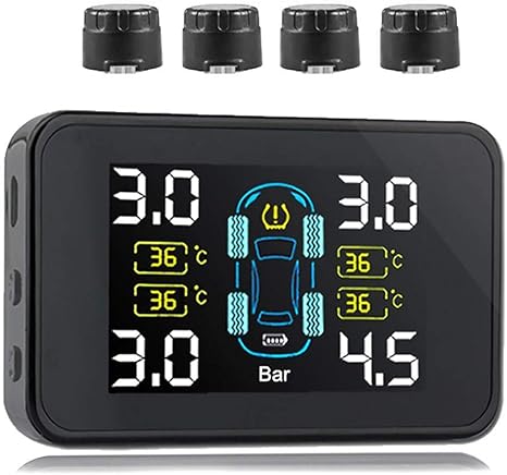 Amazon Co Jp Prokth タイヤ空気圧モニター ソーラー充電自動 スイッチ 温度と圧力 調整可能 4つのセンサ付き 防水日焼け止め保護tpmsシステム ホーム キッチン