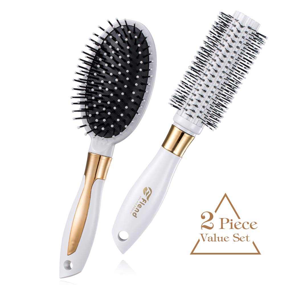 Flend Antistatic Hair Brushes 2PACK, Round Brush