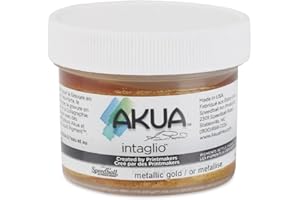 Akua Intaglio Water-Based Ink, 2-Ounce Jar, Metallic Gold