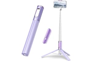 TONEOF Travel Tripod, Cell Phone Selfie Stick, 60 Inch All-in-1 Stand with Integrated Wireless Remote, Lightweight and Portable, Extendable Tripod for iPhone and Android（Purple）