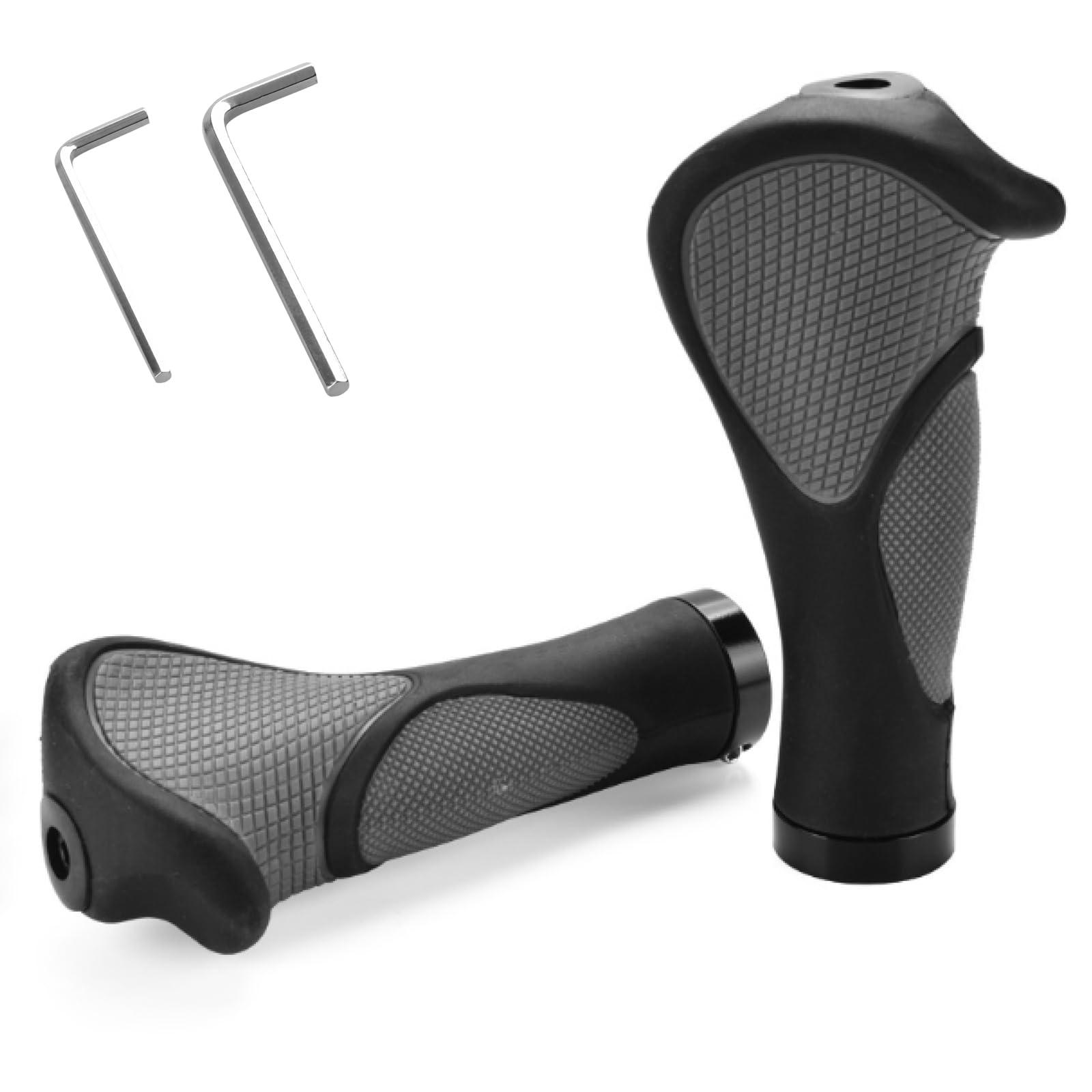 TRIWONDER 1 Pair Bike Handlebar Grips with Horns, Ergonomic Cycling Grips Non-Slip Mountain Bicycle Handle Grip for MTB BMX Road Bike (Black - 141mm)