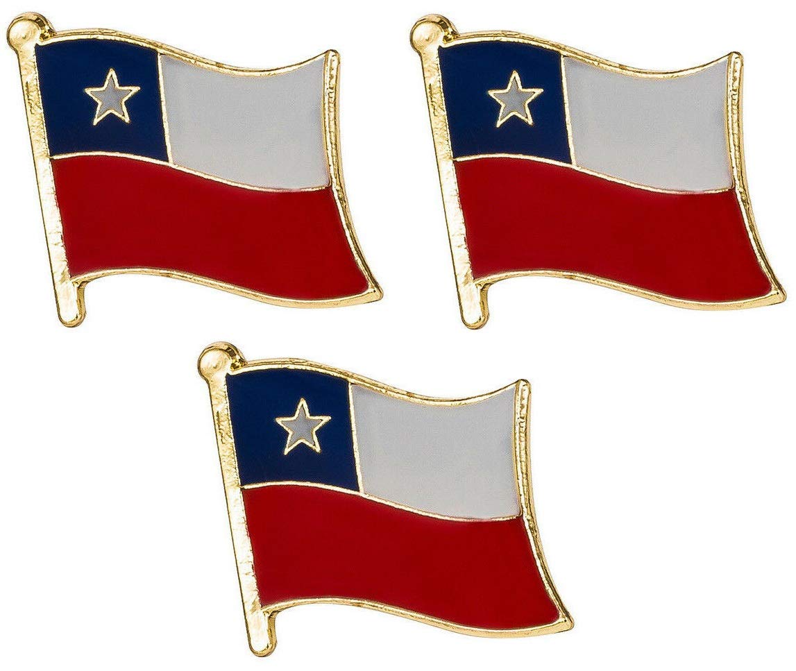 Pack of 3 x Flag of CHILE metal pin badges each badge approx 19mm x 15mm