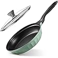 BUYDEEM Cast Aluminum Non Stick Frying Pan 10.2 Inch, Rapid Even Heating Skillet with Glass Lid, All Stovetops Compatible, No