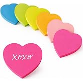 Heart Sticky Notes - 6 Pads Valentines Gifts | Valentines Party Favors Supplies for Women - Post Notes Stickers for Galentines - Teacher Must Have Desk Accessories for Classroom Office,80 Sheets/Pad