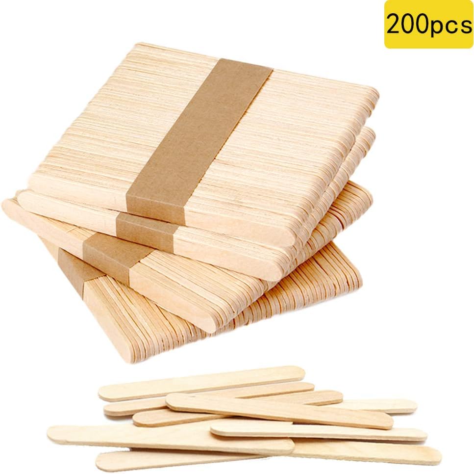 200 PCS Craft Sticks Popsicle Ice Pop Ice Cream Sticks Natural Wooden 4-1/2" Length Treat Sticks Great for DIY Craft Creative Designs: Arts, Crafts & Sewing