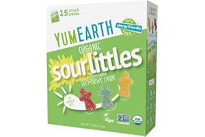 YumEarth Organic Sour Littles Chewy Candy - Allergy Friendly (Top 9 Free), No Artificial Dyes, Non GMO, Gluten Free, Vegan Candy Snacks - 15 Count Box