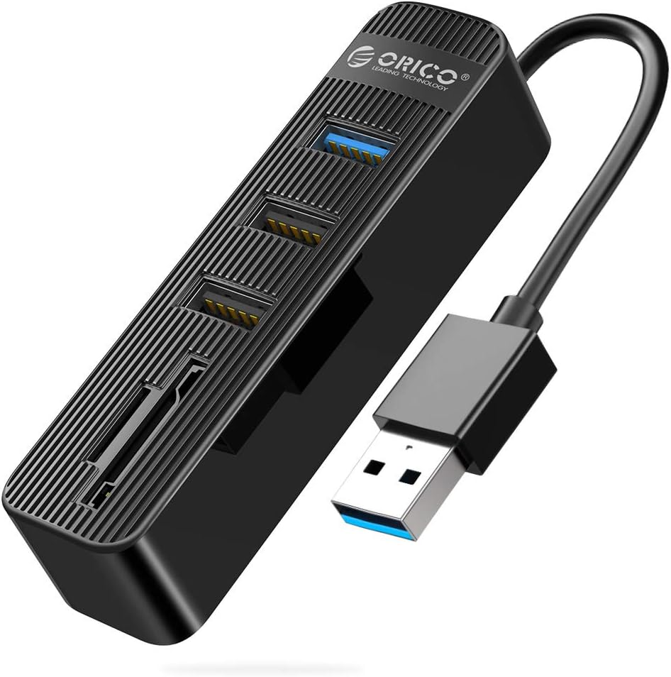 ORICO 4 Port USB Hub with SD Card Reader, Ultra Slim Data Hub for MacBook, iMac, Surface Pro, XPS， Laptop，Flash Drives, Camera, Mobile HDD, Keyboard, Mouse and More