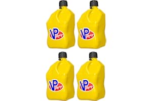 VP Racing Fuels Motorsport 5 Gallon Square Plastic Utility Jug Yellow (4 Pack). Close-Trimmed Cap and Neck for Tight Seal