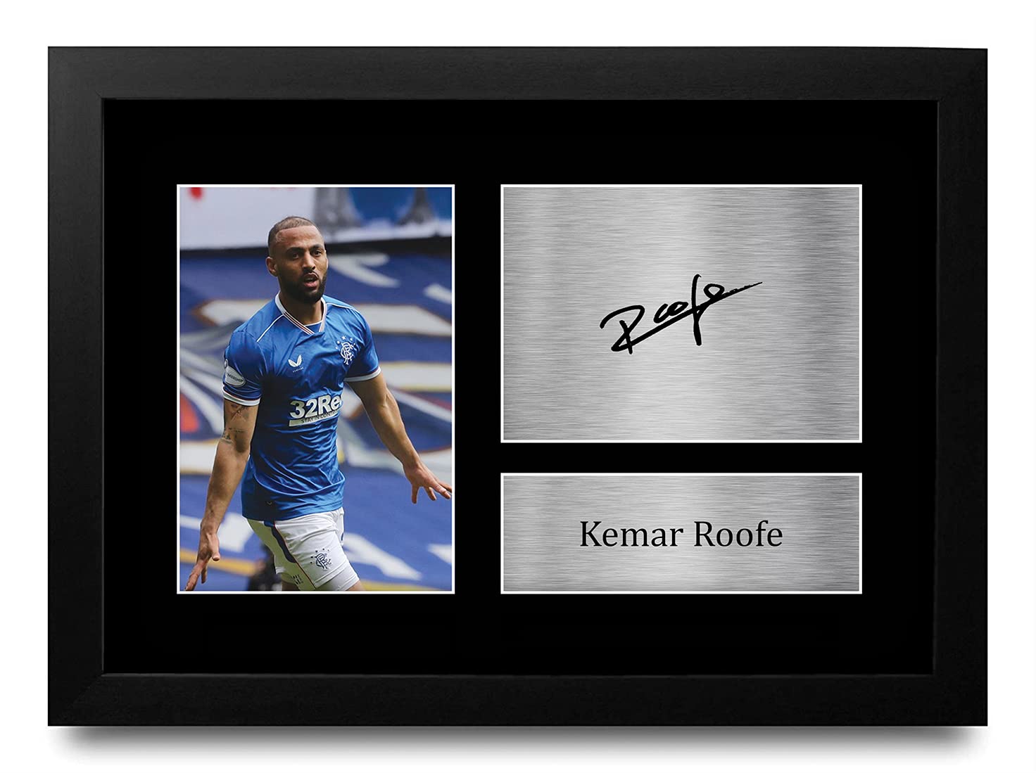 HWC Trading FR A4 Kemar Roofe Rangers Gifts Printed Signed Autograph Picture for Football Fans and Supporters - A4 Framed