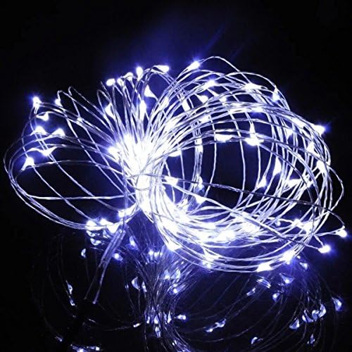 DVMRUIB 4.5V 10M/33Ft 100leds Led Ultra Thin AA Battery Operated Silver Wire String Light (White)