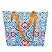 DEMOMENT Canvas Grocery Tote With Zipper for Women Lightweight Organizer Utility Bag For Travel Shopping Beach Work Gym (blue)