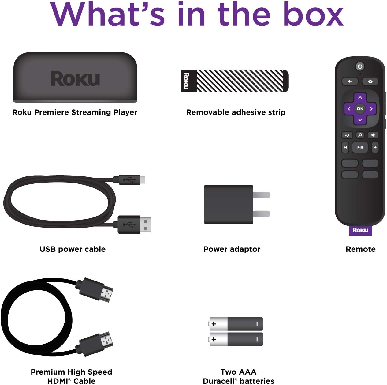 Roku Premiere | HD/4K/HDR Streaming Media Player, Simple Remote and Premium HDMI Cable: Electronics