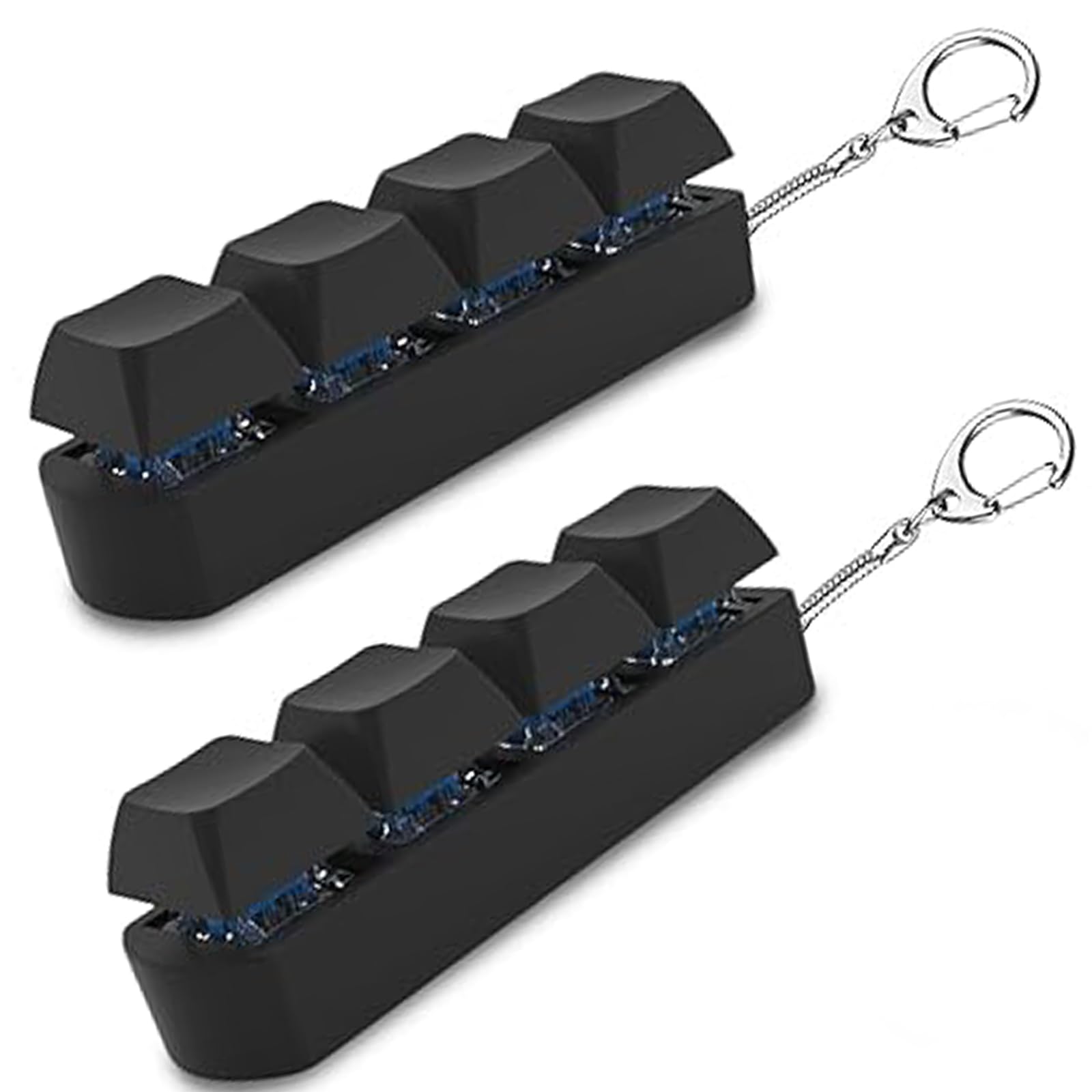 2 Pcs Keyboard Fidget Toy, Keyboard Fidget, Keyboards Clicker Fidgets Toy, 4-Button Finger Keyboards Keychain, Funny Fidgets Keyring, Fashional Functional Gifts for Adults and Kids (Black Clicky)
