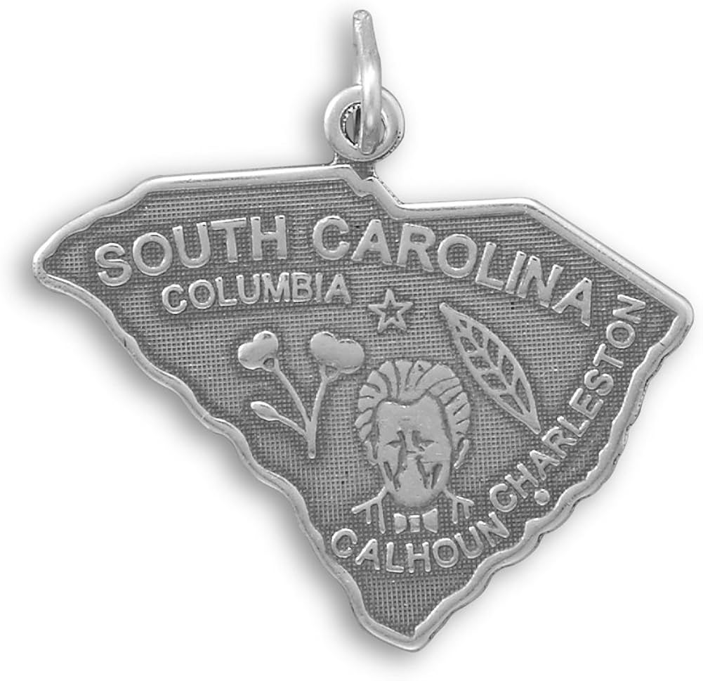 South Carolina State Charm Antiqued Sterling Silver Jewelry