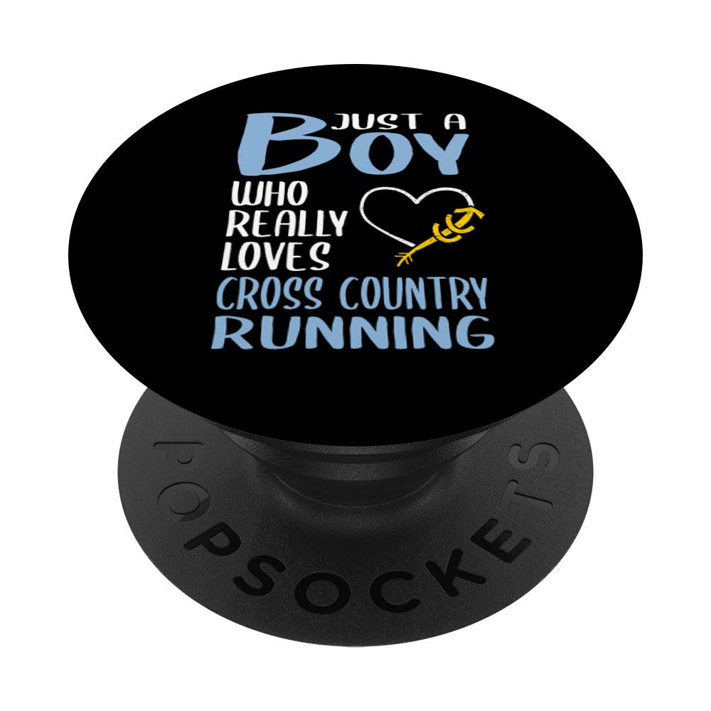 Mens Just A Boy Who Really Loves Cross Country Running PopSockets PopGrip: Swappable Grip for Phones & Tablets