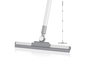NODIRZ Floor Squeegee with 180° Rotating Head, Squeegee for Floor with 52'' Long Handle, Squeegee Broom, Squeegee for Window Cleaning, Bathroom Tile, Garage Concrete, Deck, Shower Glass (White)