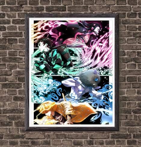 Amazon Com Kimetsu No Yaiba Nezuko Tanjirou Zenitsu Inosuke Demon Slayer Manga Anime Theme Fan Art Collection Poster Art Print 8 X 10 Inches No Frame Furniture Decor
