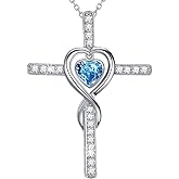 Dorella Love Infinity Necklace for Her Valentines Day Birthday Gifts Wife Mom February March Birthstones Amethyst Aquamarine Emerald Jewelry 925 Sterling Silver