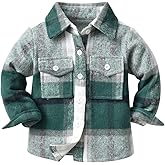 IMEKIS Toddler Kids Flannel Shirt Jacket Plaid Long Sleeve Lapel Button Down Shacket Baby Fall Christmas Coat for Boys Girls