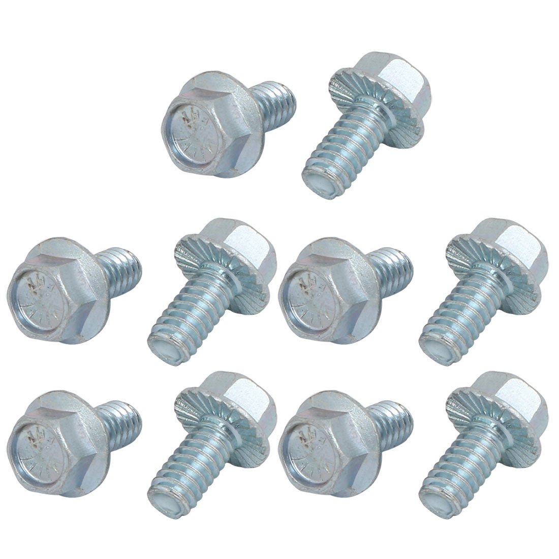 Sourcingmap 10Pcs 1/4-20 x 1/2 Inch Thread Carbon Steel Hex Serrated Head Flange Screw Bolt