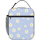 PTPLMM Floral Daisy Blue Flower Lunch Box Insulated Lunch Bag Box kids Girls Boys, Reusable Cute Small Bento Lunch Box Containers for kids Women Men, Cooler Tote Bag Lunchbox for Office School Picnic
