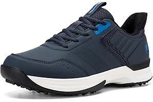 FitVille Wide Golf Shoes for Men, Wide Toe, Slip-on, Hands Free, Stability, Comfortable, Grip, Traction, 6 Non-Removable Clea