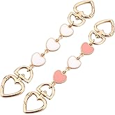 2pcs Bag Extender Chains, Cute Heart Purse Strap Extender Exquisite Bag Charm Wallet Extender Chain Purse Chain Strap Replacement for Handbags Purses (White, Pink)