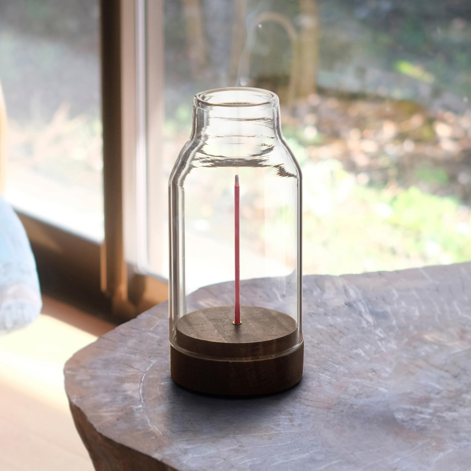 お香立て 線香立て 灰がこぼれない ガラス 木 インセンスホルダー フラワーベース Clear商品画像
