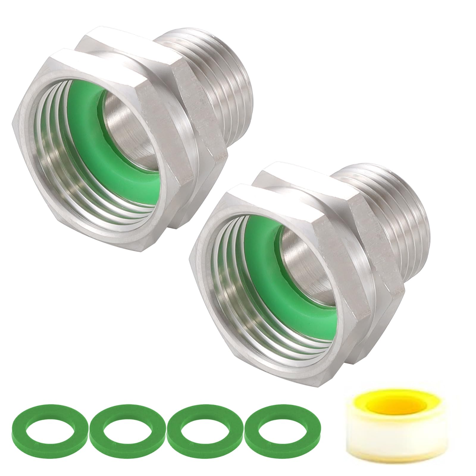 Photo 1 of SNUTUYA 304 Stainless Steel Garden Hose Adapter, 3/4” GHT Female to 1/2” NPT Male Connectors,Lead-Free?GHT to NPT Adapter Fitting, Heavy Duty Garden Hose to Pipe Fittings Connect 2pcs