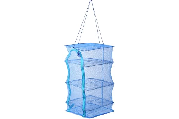 Fish Drying Net, Collapsible Mesh Hanging Drying Rack Net Anti-Fly Cage Dry Food Storage Carrying Bag,13.77inch (13.77inch)