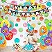 Monster Party Decorations - Monster Birthday Balloons Happy Birthday Banner Cupcake Toppers for Monster Party Supplies
