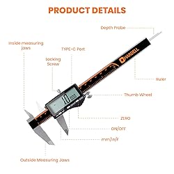 HARDELL Digital Caliper, Rechargeable Calipers with