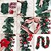 BullStar 9 Feet Christmas Decorations Christmas Garland with Lights Artificial Wreath with Berries and Pinecones Xmas Decorations for Stairs Wall Door (1 Pack, C-red)