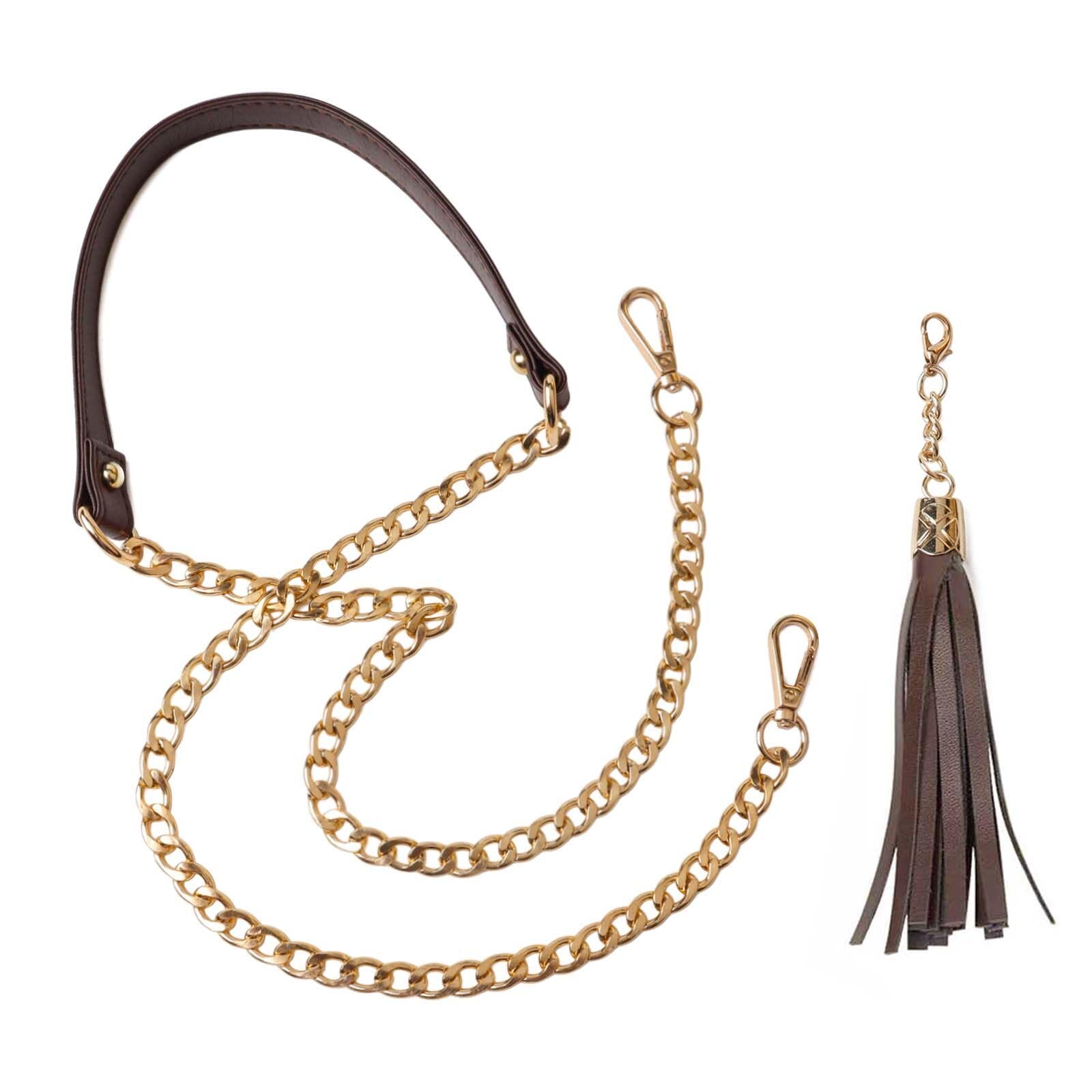 Photo 1 of BEAULEGAN Purse Chain Strap Replacement for Shoulder and Crossbody Bag, Lightweight, 51 Inch Long 0.8 Inch Wide (Dark Brown/Gold)