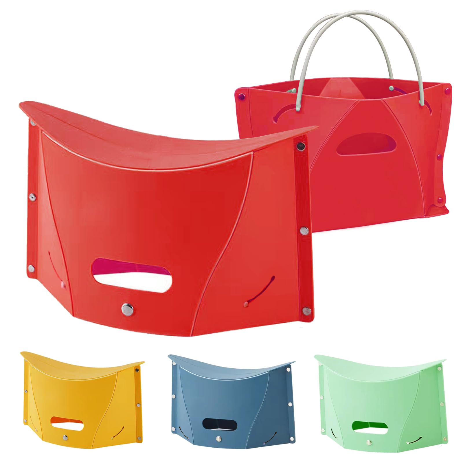 OLSON DEEPAK Folding Step Stool - Lightweight Plastic Collapsible Stool for Kids, Teenagers, Outdoor, Camping, Garden (1, Red)