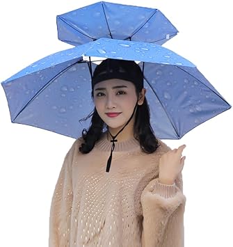Amazon Co Jp 傘帽子釣りキャップ屋外ハンズフリー防水uv保護軽量女性 男性ゴルフ 釣り ガーデニング 写真 ウォーキング ファンシードレスおかしい ジョークギフト ブルー スポーツ アウトドア