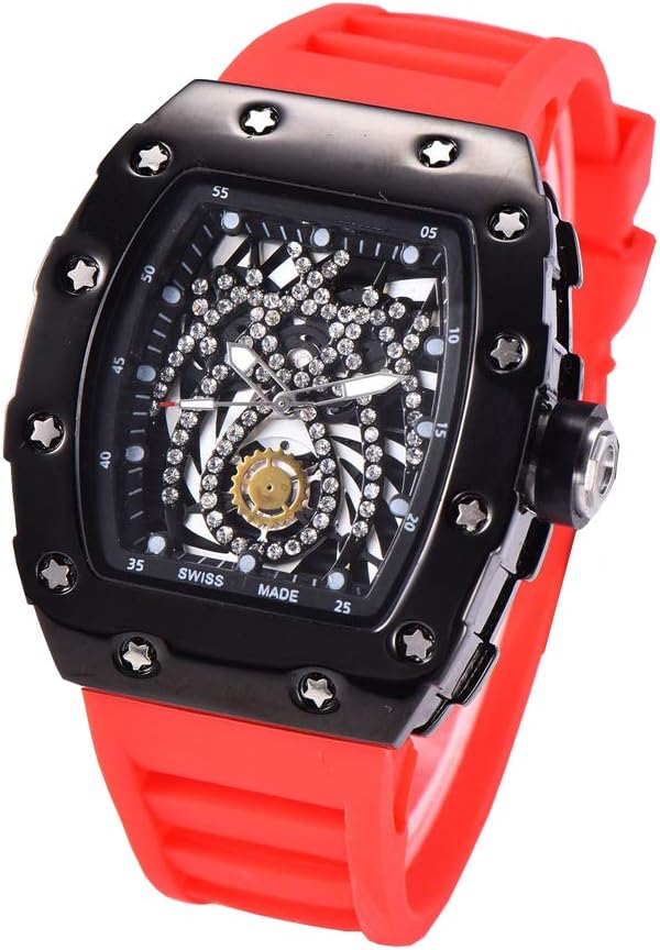 Men's Punk Spider Pattern Watch Silicone Band Tonneau Quartz Watches