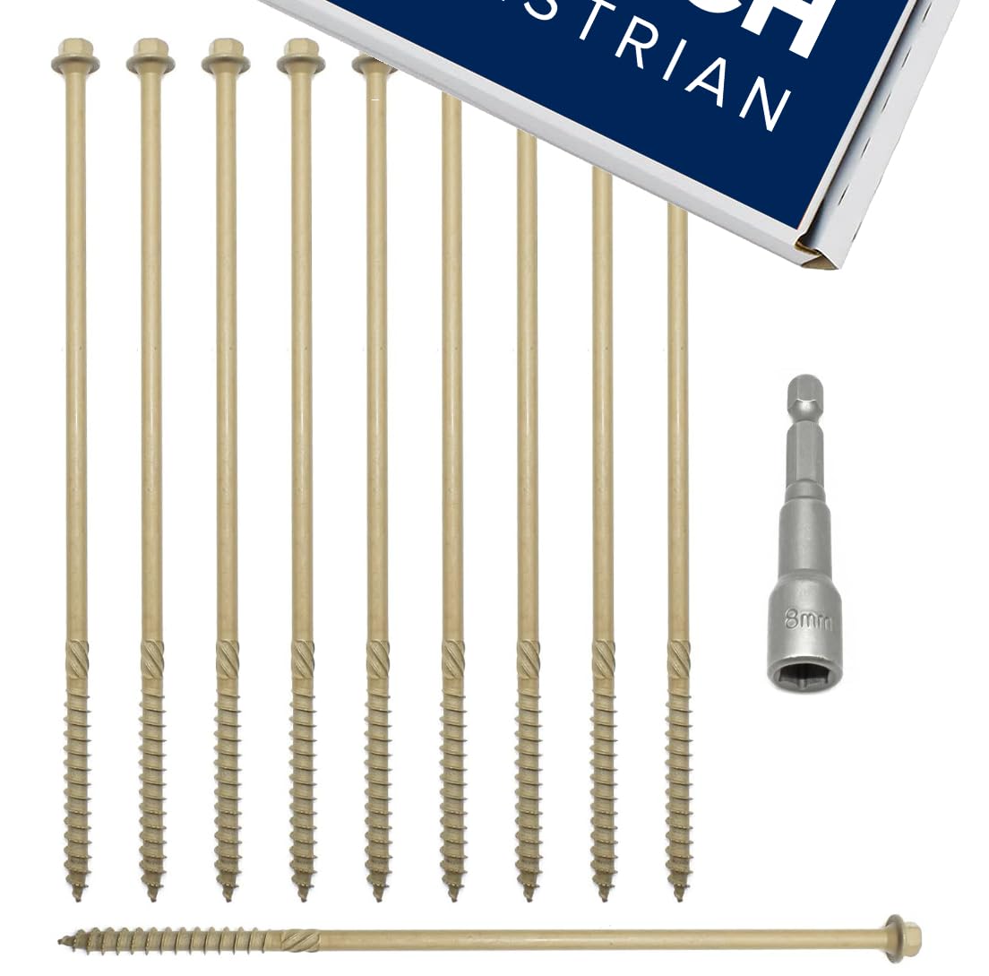 Heavy Duty Structural Railway Sleeper Landscaping Decking Frame Fixing Screws with Free 8mm Hex Bit ( 25 Pack of 75mm Wood Screws )