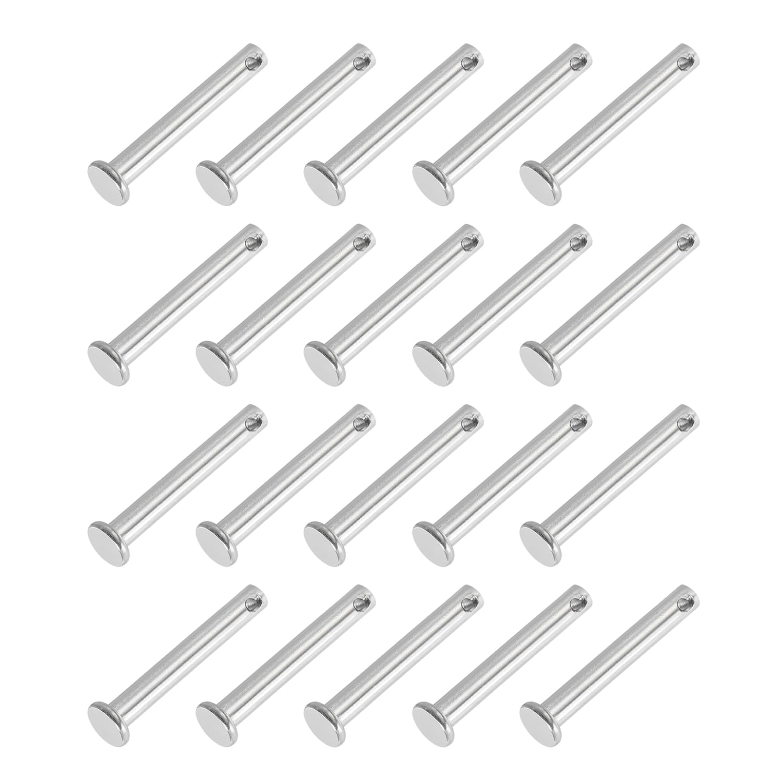 PATIKIL 5 x 35 Mm Single Hole Clevis Pins, 20 Pcs 304 Stainless Steel Flat Head Pin for Hitch Pin Lock Link Hinge Systems, Silver
