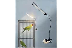 KINGYEENUO Full Spectrum LED Bird Cage Light, 10 Brightness Levels & 3/9/12H Timer - 105 LED Beads for Natural Environment Simulation, Safe for Hookbill Birds, Easy Install Lighting Fixture Combo Kit