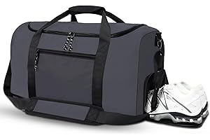 MOGONICE Large Capacity Sports Bag for Men, 46L Sports Travel Duffel Bag with Waterproof Shoe Compartment, Built-in Mesh Pocket Lightweight Gym Duffle Bag for Women, Gray